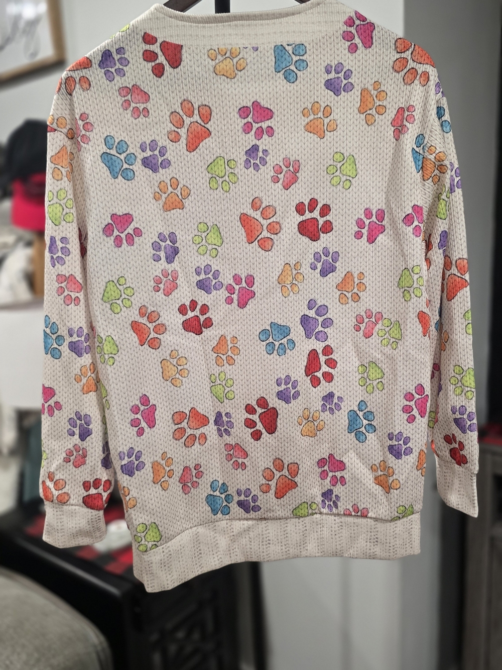 NWOT Rainbow Multi Color Paw Print Button Front Cardigan